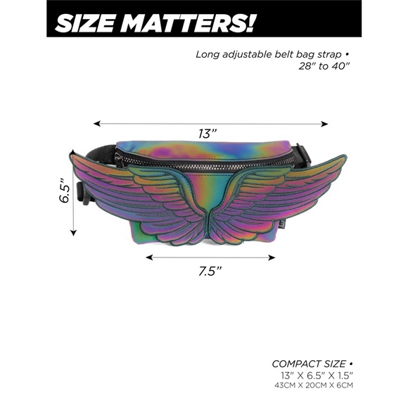 FYDELITY Angel Wing Reflective Metallic Fanny Pack Belt Bag Water Repellent - Picture 6 of 8